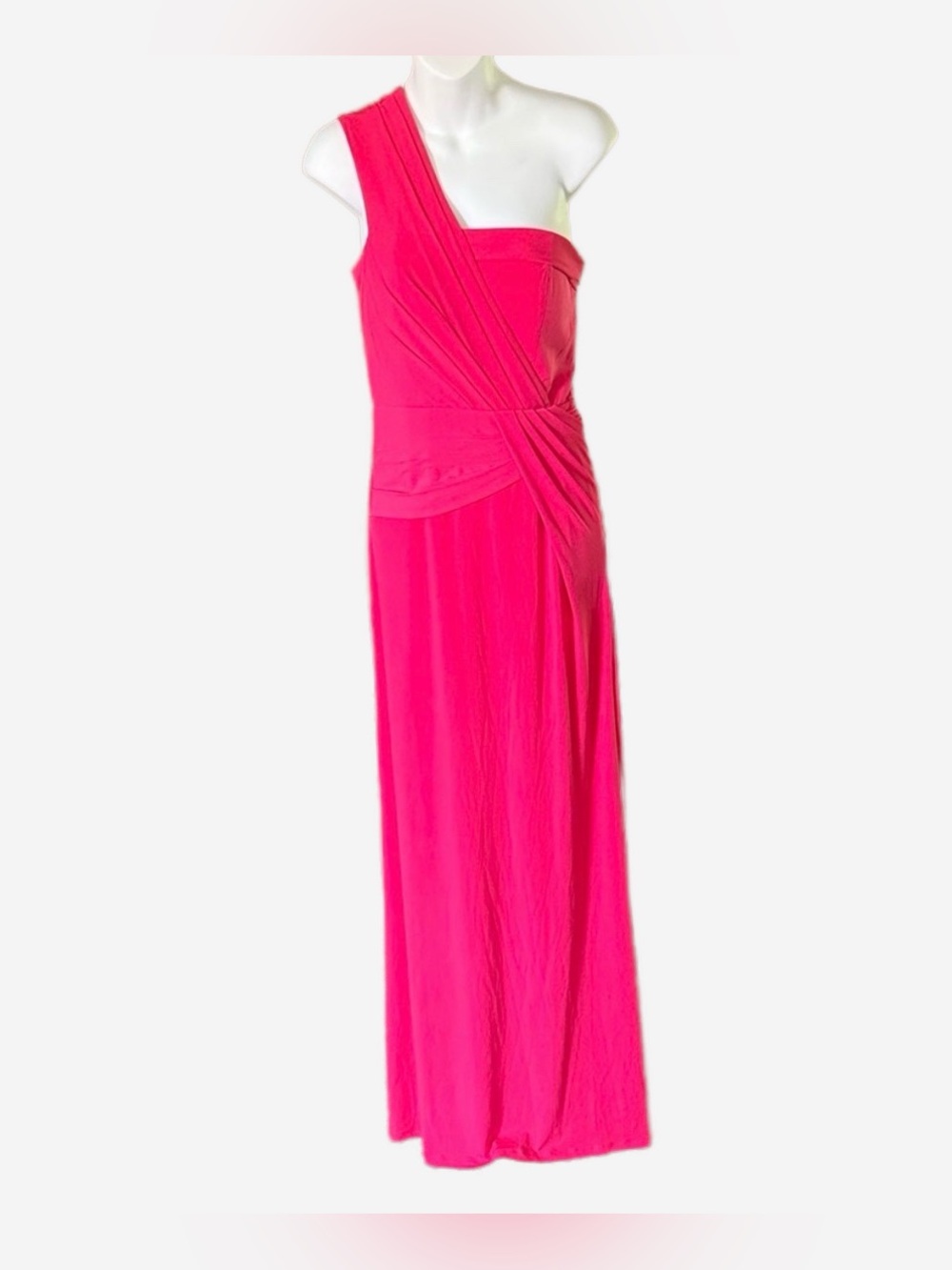 Max & Cleo Fuchsia One-Shoulder Gown